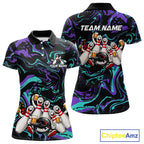 Custom Teal And Purple Funny Drunk Beer Bowling Balls And Pins Bowling Team Shirts