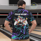 Custom Teal And Purple Funny Drunk Beer Bowling Balls And Pins Bowling Team Shirts
