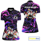 Custom Purple And Pink Funny Drunk Beer Bowling Balls And Pins Bowling Team Shirts