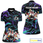 Custom Teal And Purple Funny Drunk Beer Bowling Balls And Pins Bowling Team Shirts