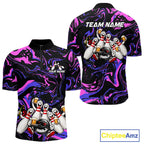 Custom Purple And Pink Funny Drunk Beer Bowling Balls And Pins Bowling Team Shirts