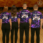 Custom Purple And Pink Funny Drunk Beer Bowling Balls And Pins Bowling Team Shirts