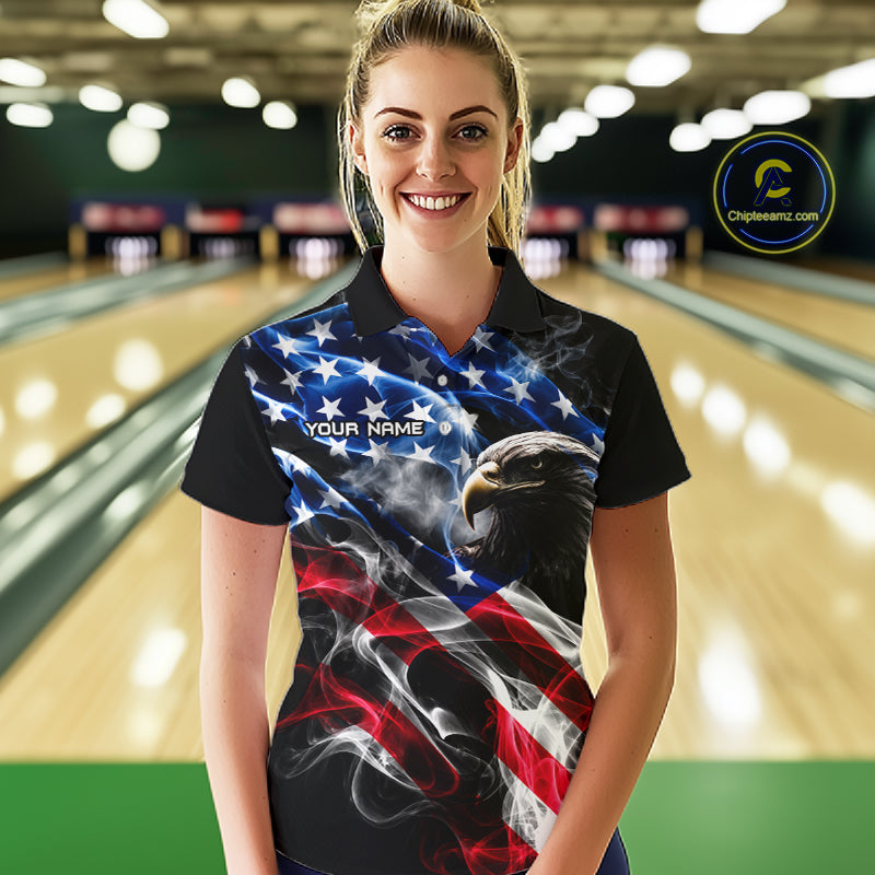 Custom Smoke American Flag Eagle Bowling Shirts Bowling Team Jersey Bowling Tournament