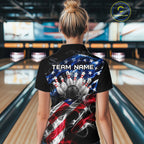 Custom Smoke American Flag Eagle Bowling Shirts Bowling Team Jersey Bowling Tournament