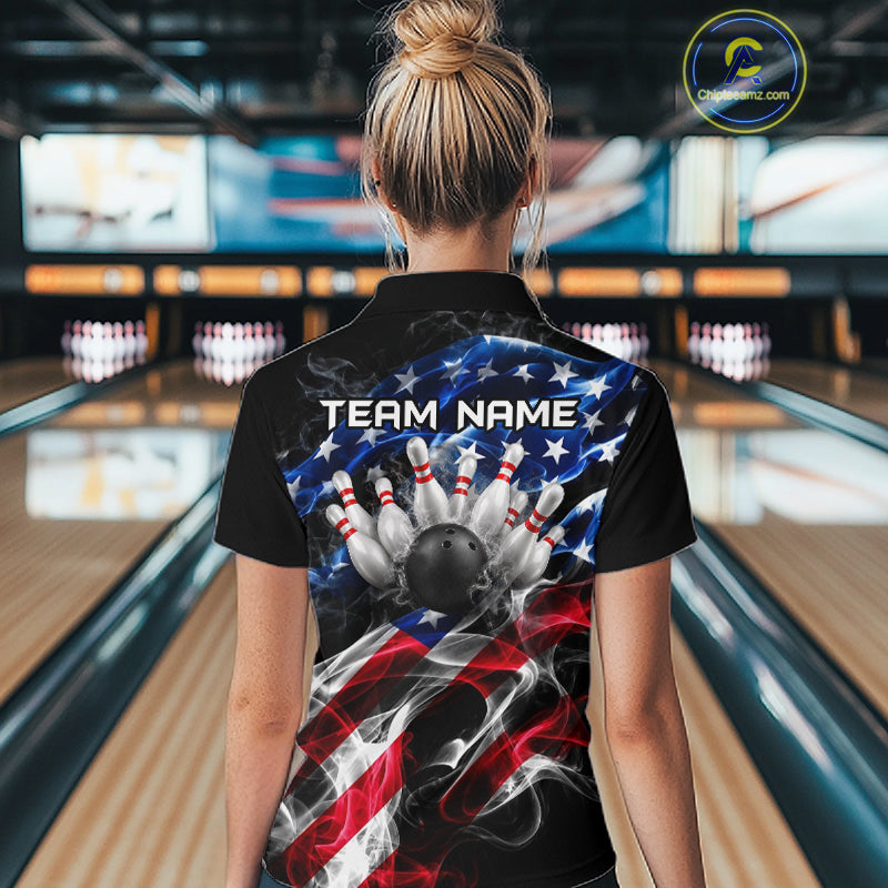Custom Smoke American Flag Eagle Bowling Shirts Bowling Team Jersey Bowling Tournament