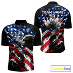 Custom Smoke American Flag Eagle Bowling Shirts Bowling Team Jersey Bowling Tournament