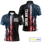 Custom Smoke American Flag Bowling Jersey Bowling Polo & 1/4 Zip Bowling Team Shirt