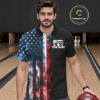 Custom Smoke American Flag Bowling Jersey Bowling Polo & 1/4 Zip Bowling Team Shirt