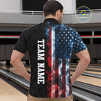 Custom Smoke American Flag Bowling Jersey Bowling Polo & 1/4 Zip Bowling Team Shirt