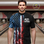 Custom Smoke American Flag Bowling Jersey Bowling Polo & 1/4 Zip Bowling Team Shirt