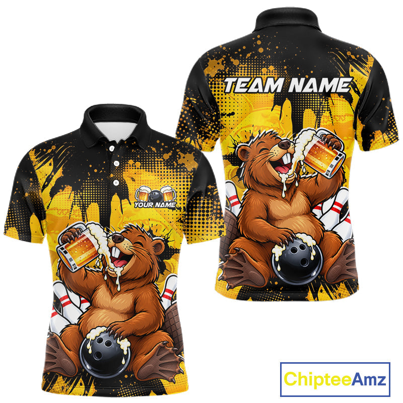 Custom Funny Beer Beaver Bowling Team Jersey Bowling Shirts Bowling Tournament