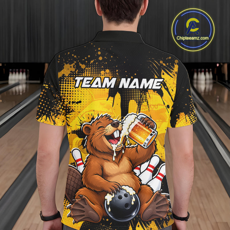 Custom Funny Beer Beaver Bowling Team Jersey Bowling Shirts Bowling Tournament