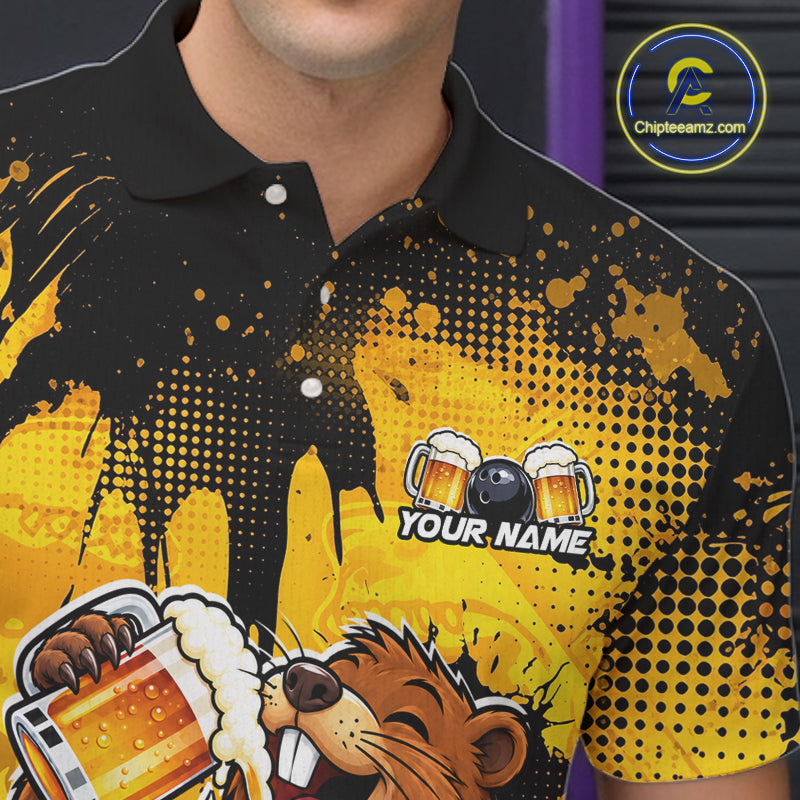 Custom Funny Beer Beaver Bowling Team Jersey Bowling Shirts Bowling Tournament