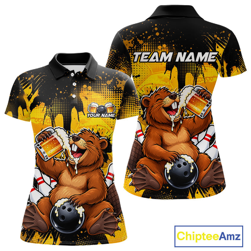 Custom Funny Beer Beaver Bowling Team Jersey Bowling Shirts Bowling Tournament