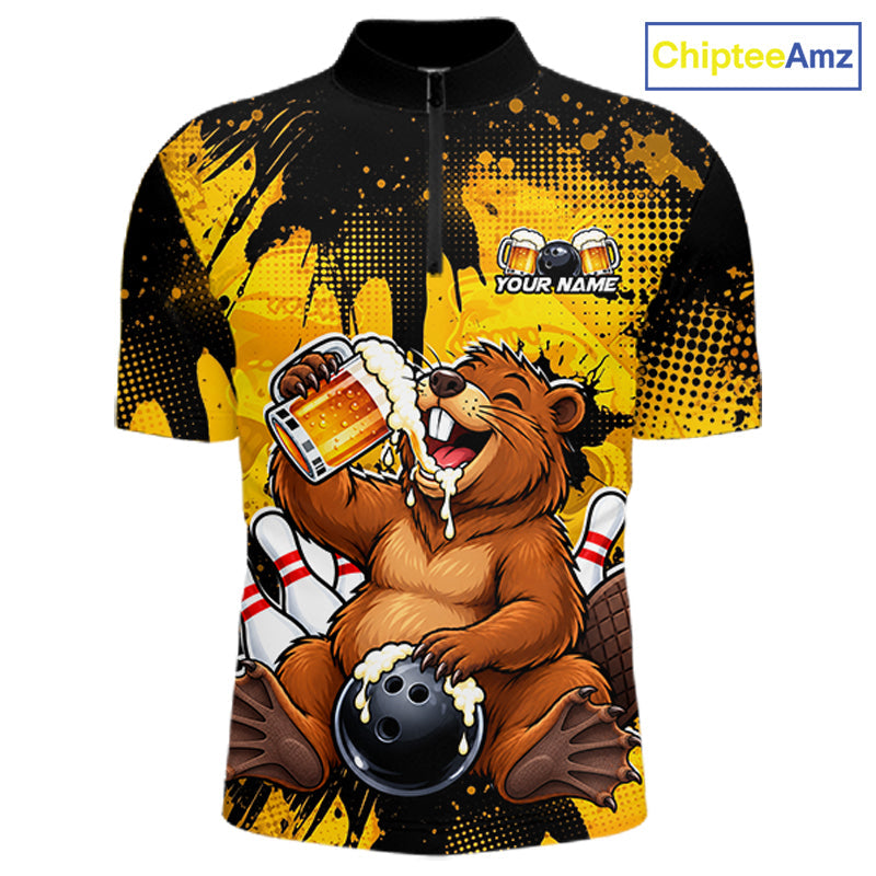 Custom Funny Beer Beaver Bowling Team Jersey Bowling Shirts Bowling Tournament