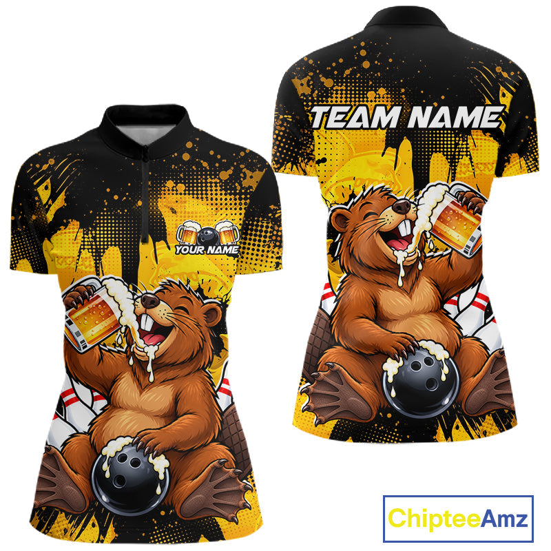 Custom Funny Beer Beaver Bowling Team Jersey Bowling Shirts Bowling Tournament