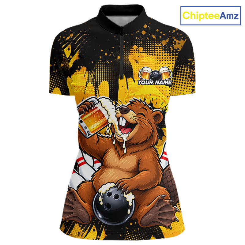 Custom Funny Beer Beaver Bowling Team Jersey Bowling Shirts Bowling Tournament