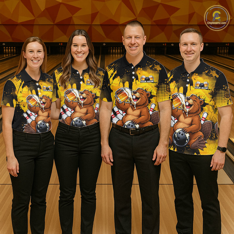 Custom Funny Beer Beaver Bowling Team Jersey Bowling Shirts Bowling Tournament