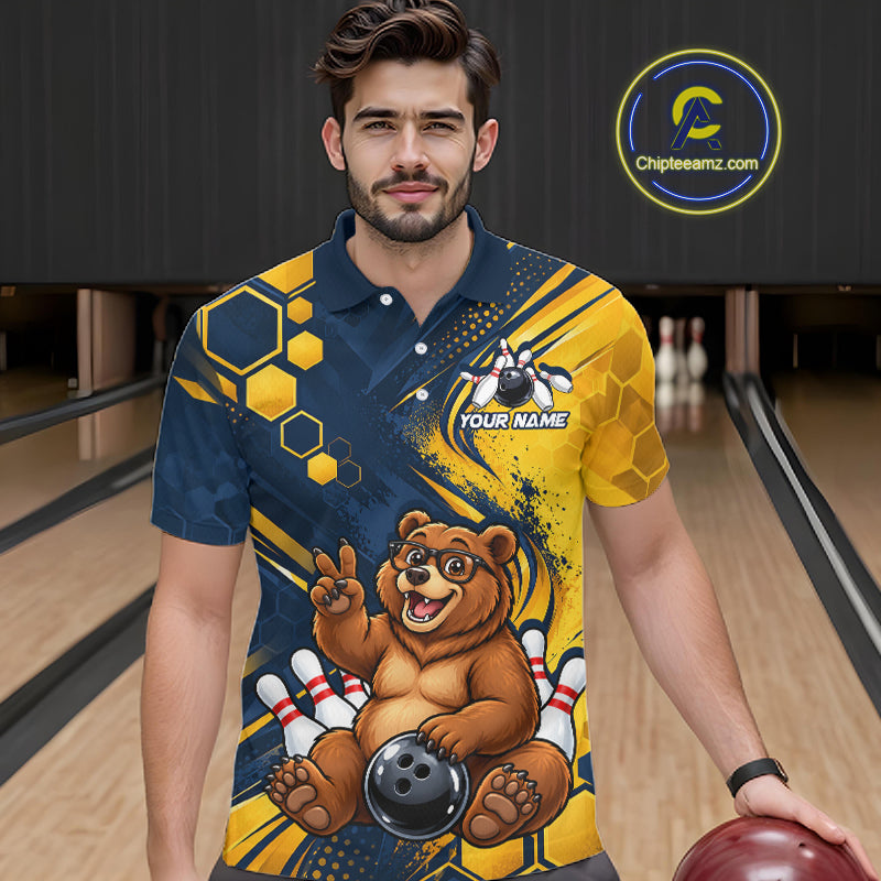 Custom Funny Cool Bear Bowling Team Jersey Bowling Shirts Bowling Tournament