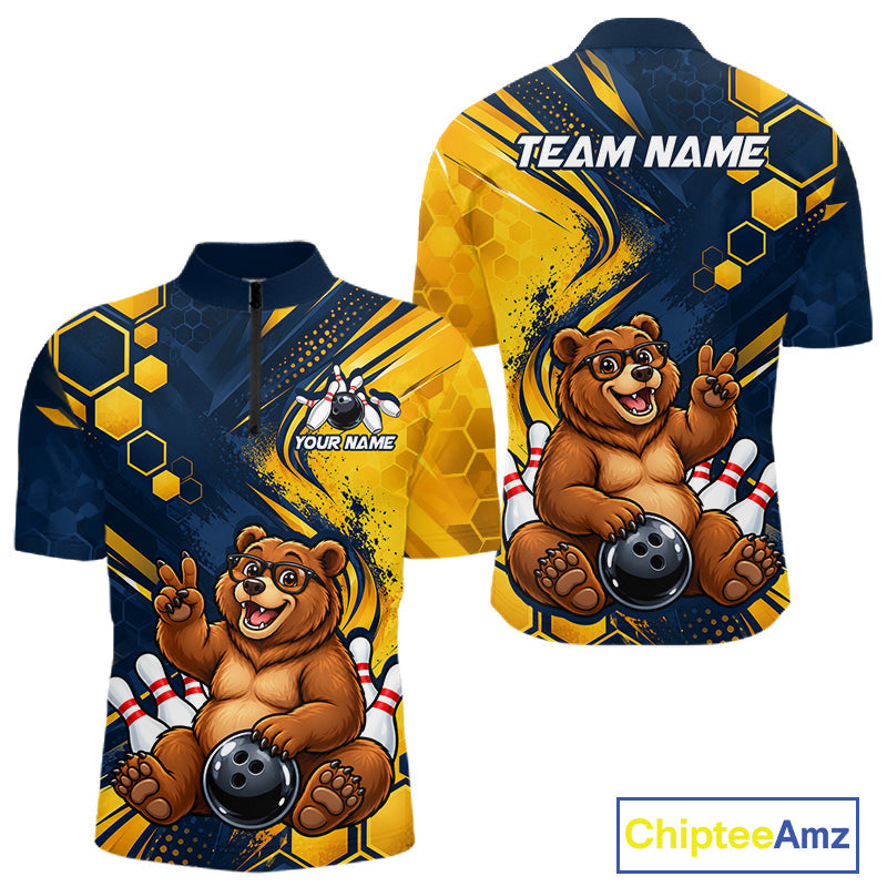 Custom Funny Cool Bear Bowling Team Jersey Bowling Shirts Bowling Tournament