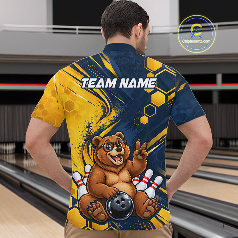 Custom Funny Cool Bear Bowling Team Jersey Bowling Shirts Bowling Tournament