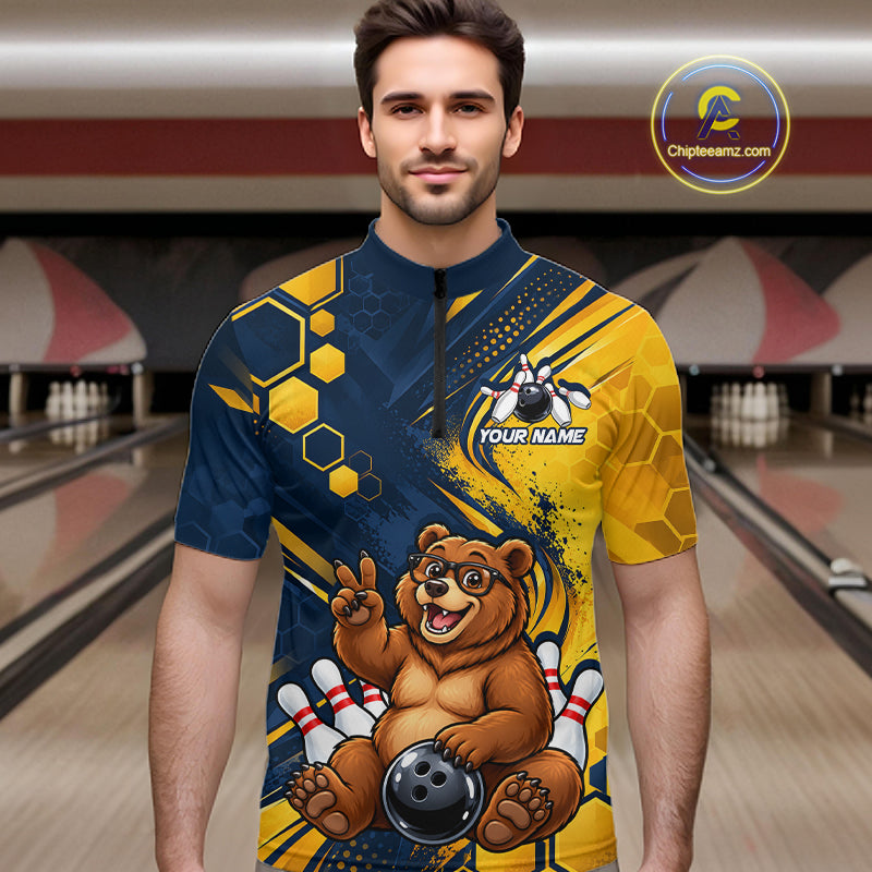 Custom Funny Cool Bear Bowling Team Jersey Bowling Shirts Bowling Tournament
