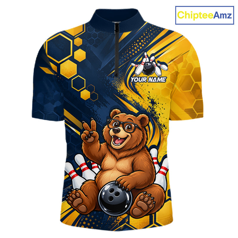 Custom Funny Cool Bear Bowling Team Jersey Bowling Shirts Bowling Tournament