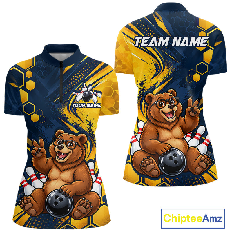 Custom Funny Cool Bear Bowling Team Jersey Bowling Shirts Bowling Tournament
