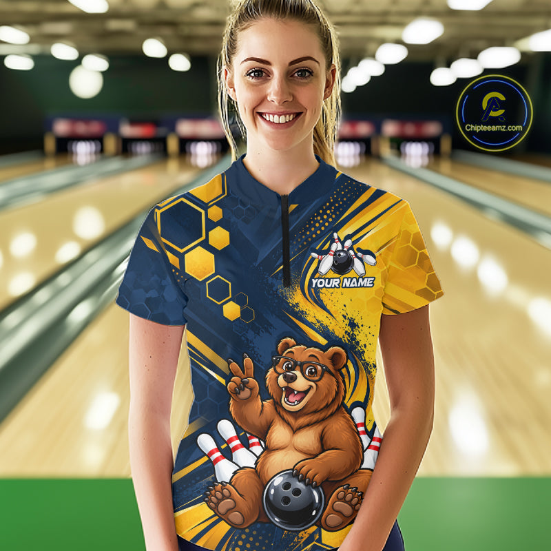 Custom Funny Cool Bear Bowling Team Jersey Bowling Shirts Bowling Tournament