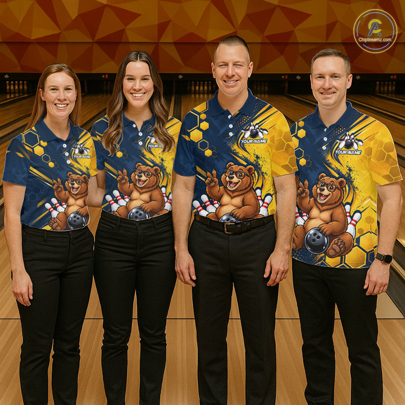 Custom Funny Cool Bear Bowling Team Jersey Bowling Shirts Bowling Tournament