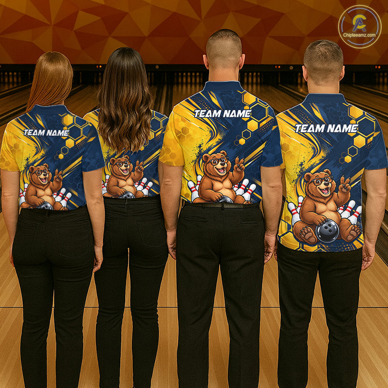 Custom Funny Cool Bear Bowling Team Jersey Bowling Shirts Bowling Tournament