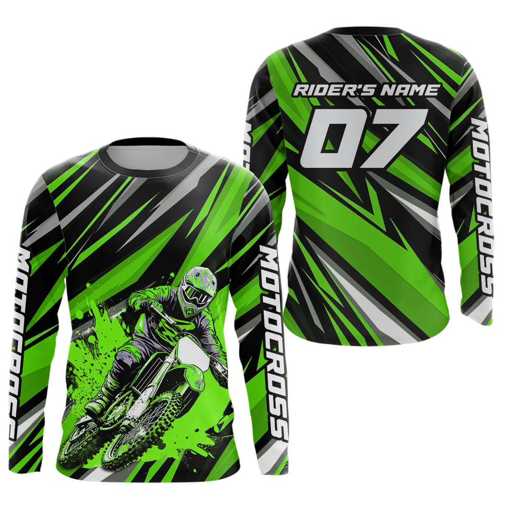 Custom Green Motocross Jersey Racing MX Dirt Bike Shirts +