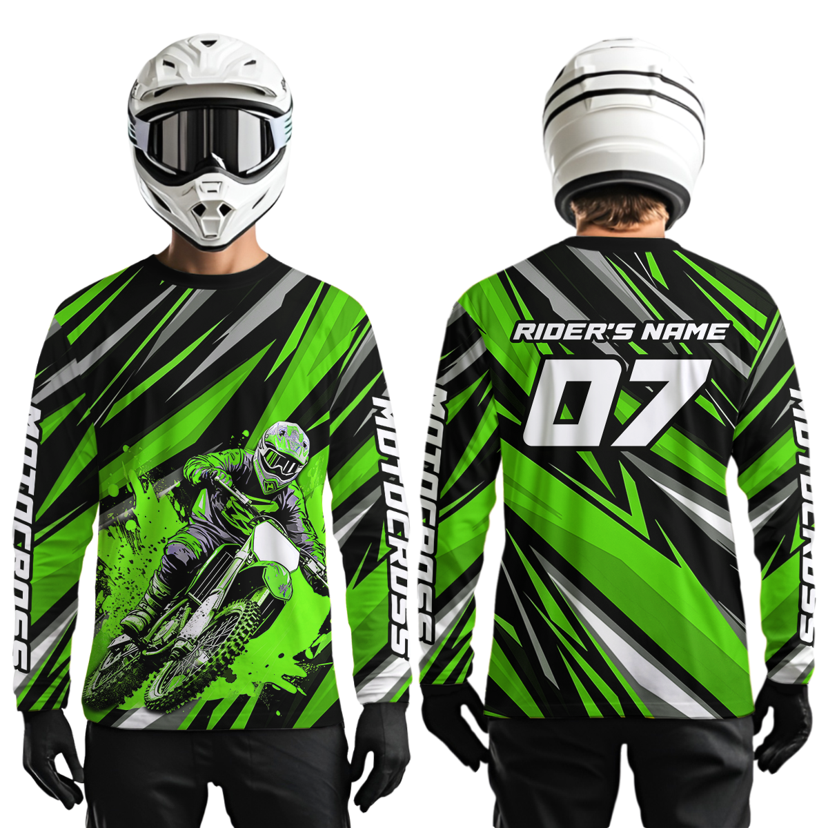Custom Green Motocross Jersey Racing MX Dirt Bike Shirts +