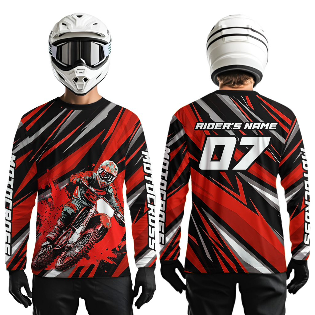 Custom Red Motocross Jersey Racing MX Dirt Bike Shirts +