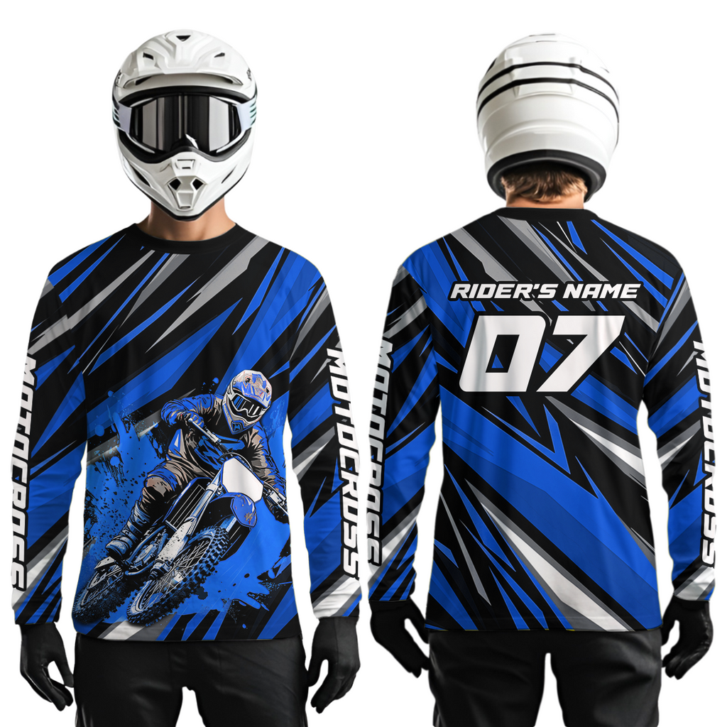 Custom Blue Motocross Jersey Racing MX Dirt Bike Shirts +