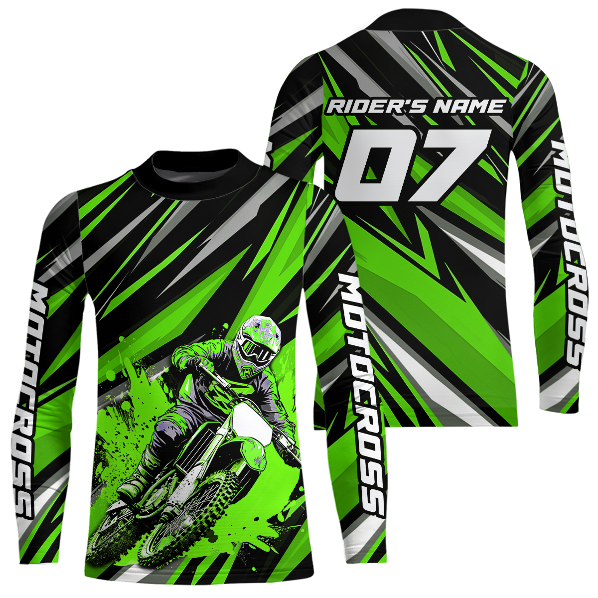 Custom Green Motocross Jersey Racing MX Dirt Bike Shirts +
