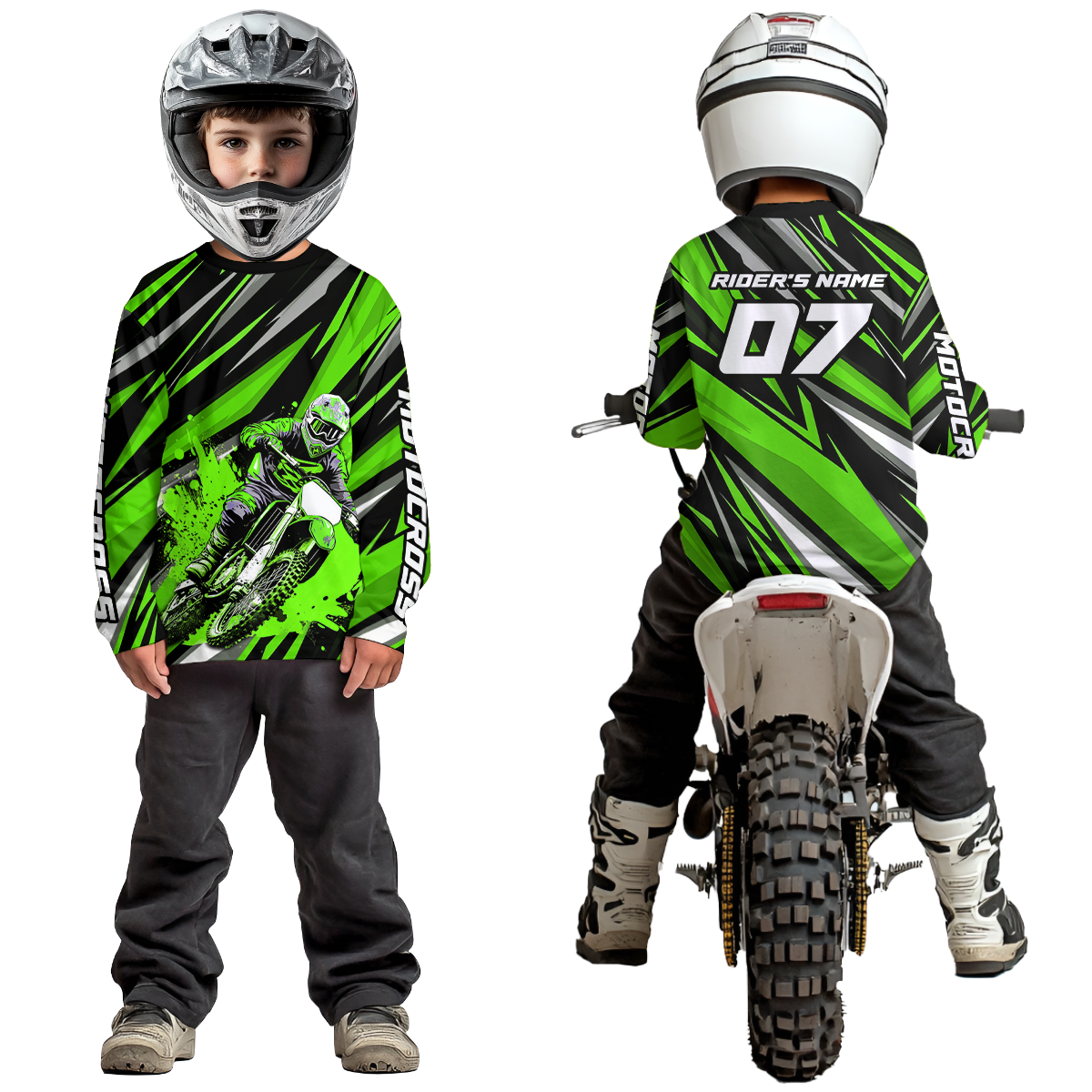 Custom Green Motocross Jersey Racing MX Dirt Bike Shirts +