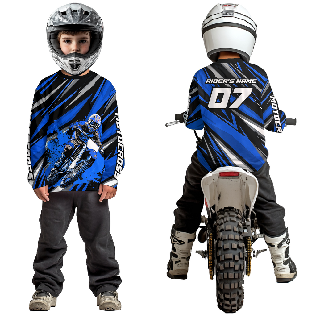 Custom Blue Motocross Jersey Racing MX Dirt Bike Shirts +