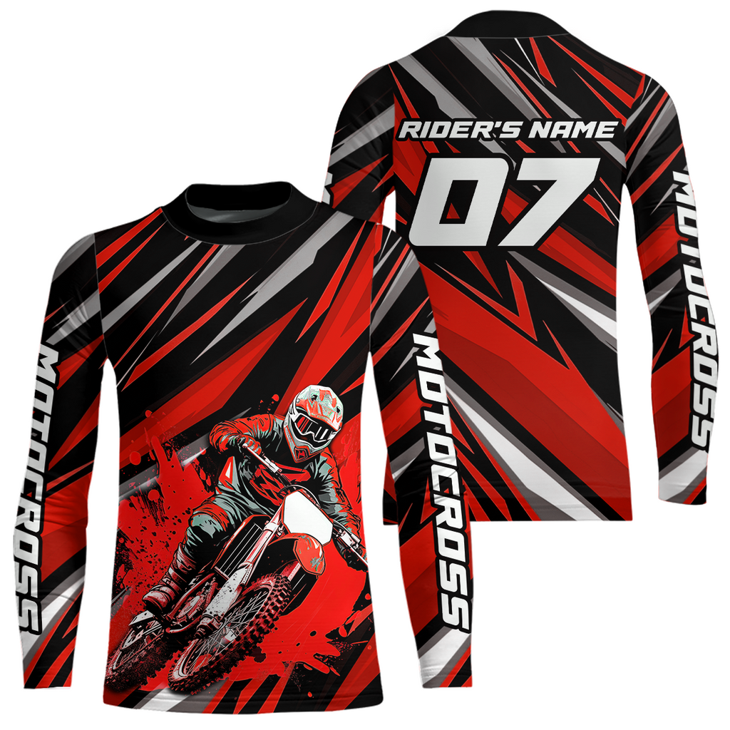 Custom Red Motocross Jersey Racing MX Dirt Bike Shirts +