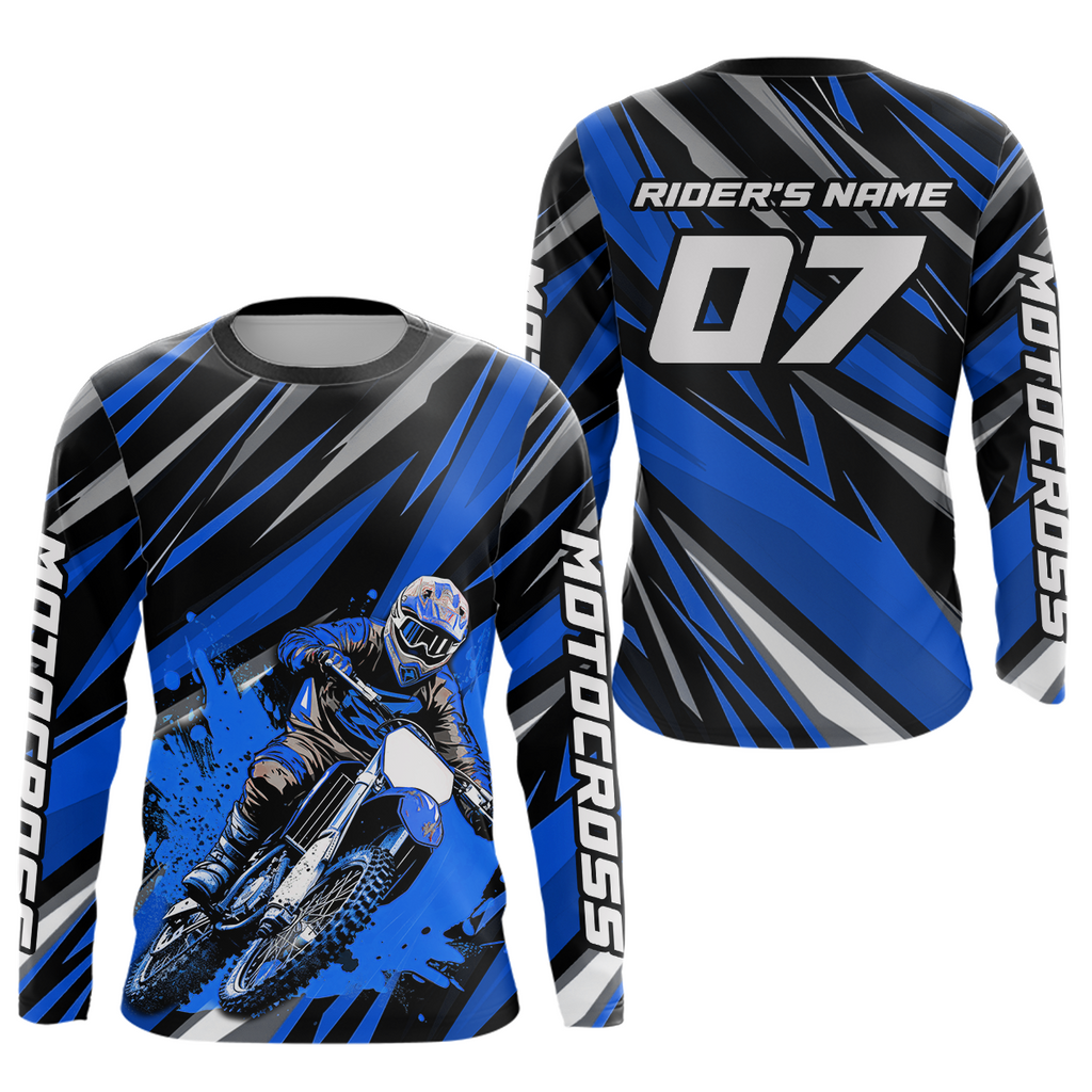 Custom Blue Motocross Jersey Racing MX Dirt Bike Shirts +