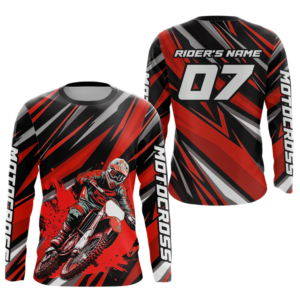 Custom Red Motocross Jersey Racing MX Dirt Bike Shirts +
