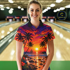 Custom Beach Sunset Bowling Team Jersey Bowling Shirts Bowling Tournament for Bowler