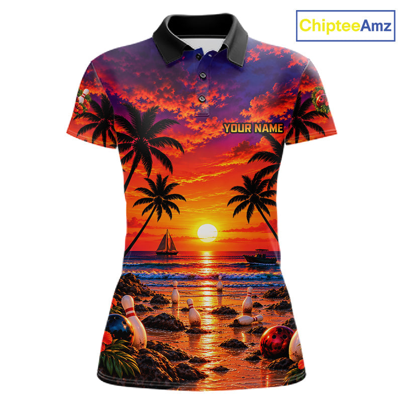 Custom Beach Sunset Bowling Team Jersey Bowling Shirts Bowling Tournament for Bowler