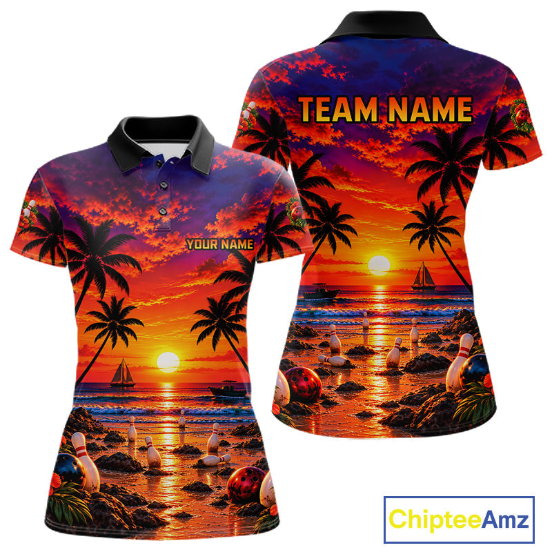 Custom Beach Sunset Bowling Team Jersey Bowling Shirts Bowling Tournament for Bowler