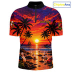 Custom Beach Sunset Bowling Team Jersey Bowling Shirts Bowling Tournament for Bowler