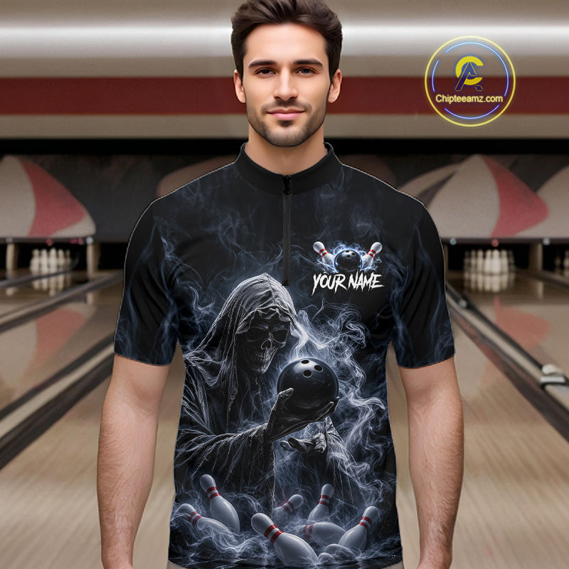 Custom Smoke Grim Reaper Bowling Team Jersey Bowling Shirts Bowling Bowler League