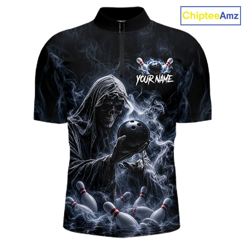 Custom Smoke Grim Reaper Bowling Team Jersey Bowling Shirts Bowling Bowler League