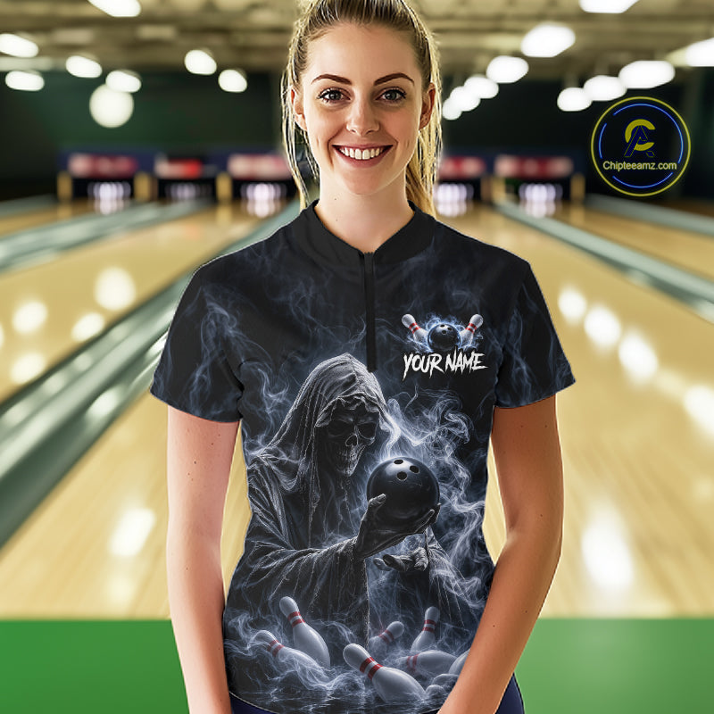 Custom Smoke Grim Reaper Bowling Team Jersey Bowling Shirts Bowling Bowler League