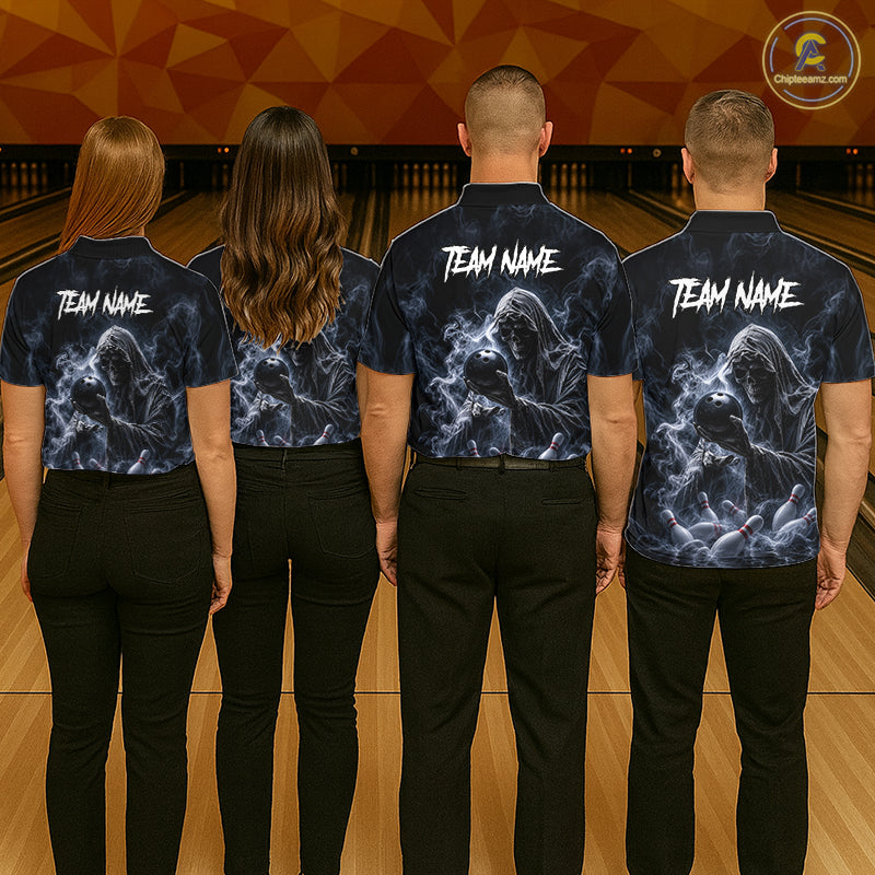 Custom Smoke Grim Reaper Bowling Team Jersey Bowling Shirts Bowling Bowler League
