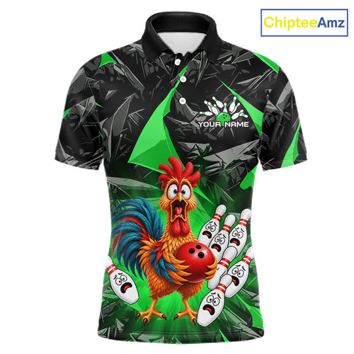 Custom Green Chicken Bowling Jerseys Bowling Team Jerseys Bowling for Bowlers
